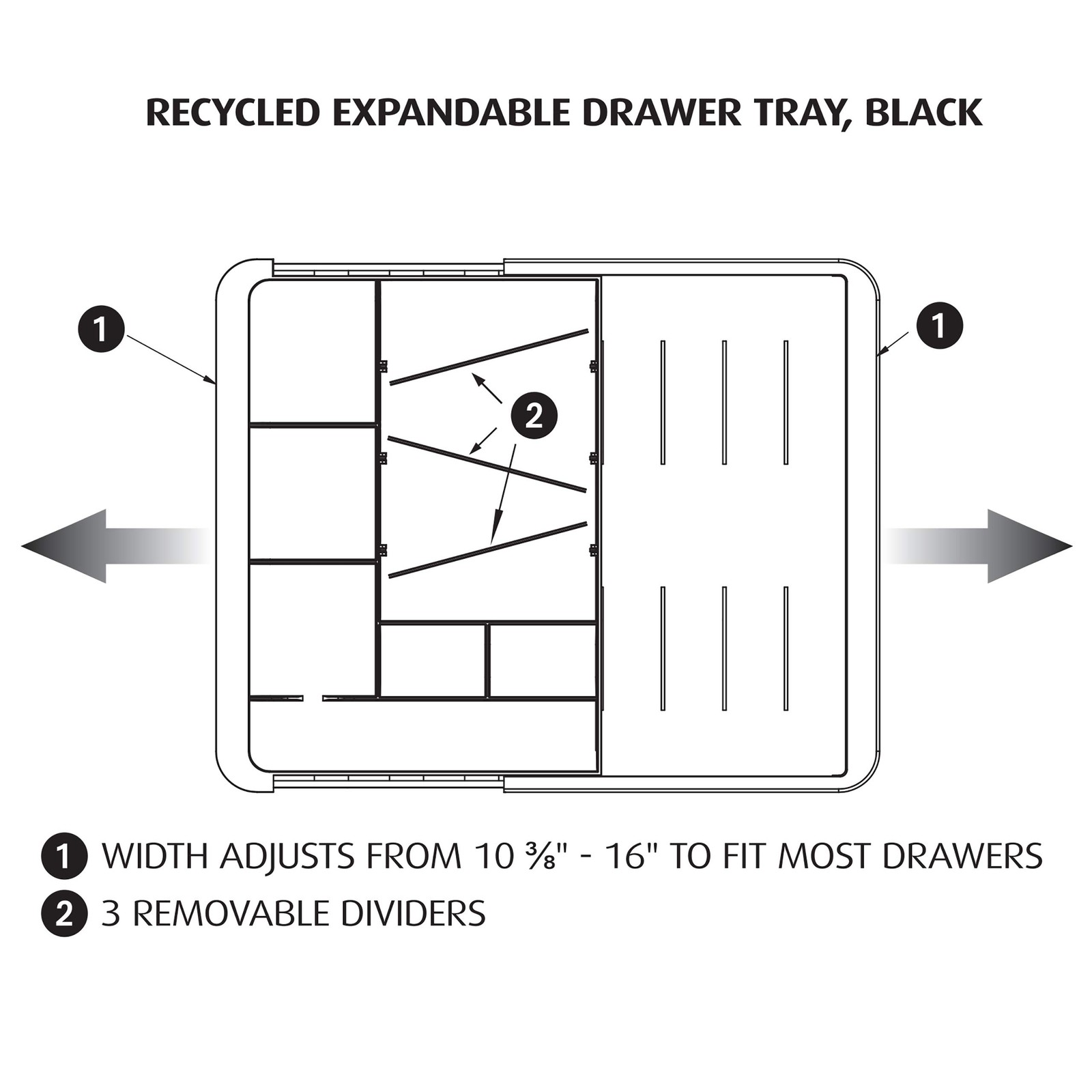 Expandable Drawer Organizer Tray, Adjustable 10.3″–16″ Width, Customizable Co…