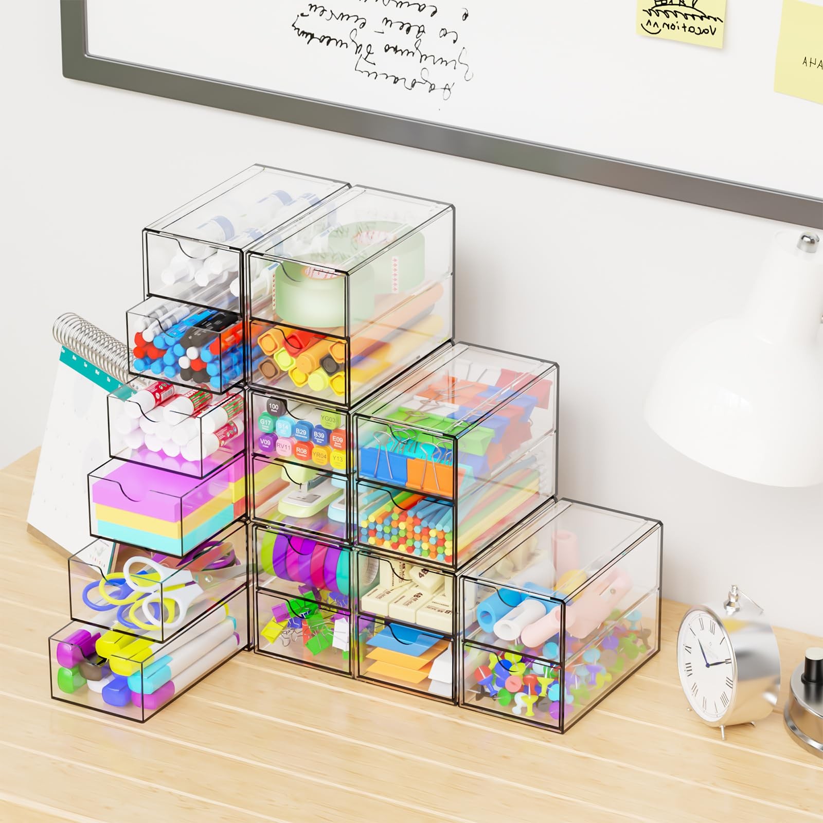 Clear Acrylic Drawer Organizers 9 Pack 18 Small Storage Bins Desk Craft