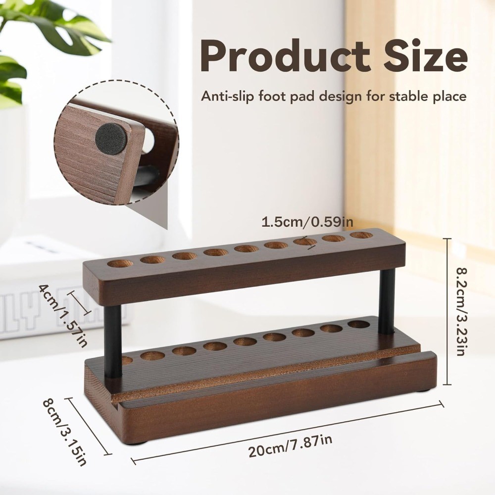 Wooden Pen Holder for Desk, Wood Pencil Holder Fountain Pens Display Stand with