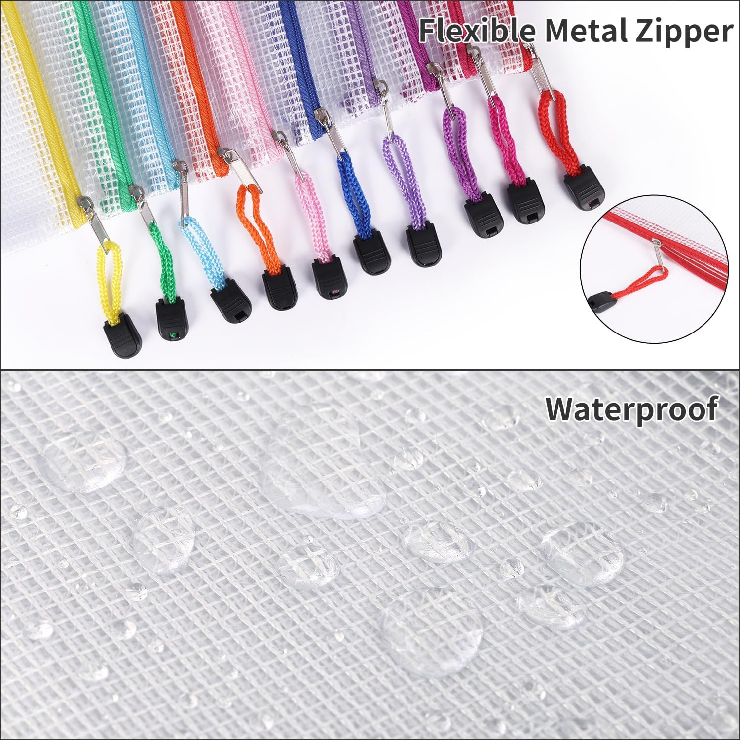 20pcs Mesh Zipper Pouch, Waterproof Zipper Bags, 8 Sizes Plastic Travel Pouch, 1