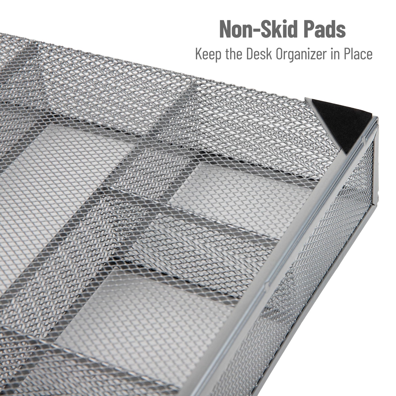 2 Pack Silver Metal Mesh Desk Drawer Organizer Utensil Organizer Tray