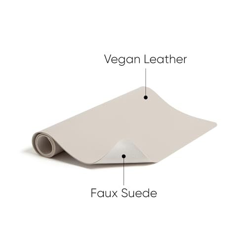 Smead Desk Pad, Vegan Leather Desk Mat with Non-Slip Small (23.6″x13.7″) Beige
