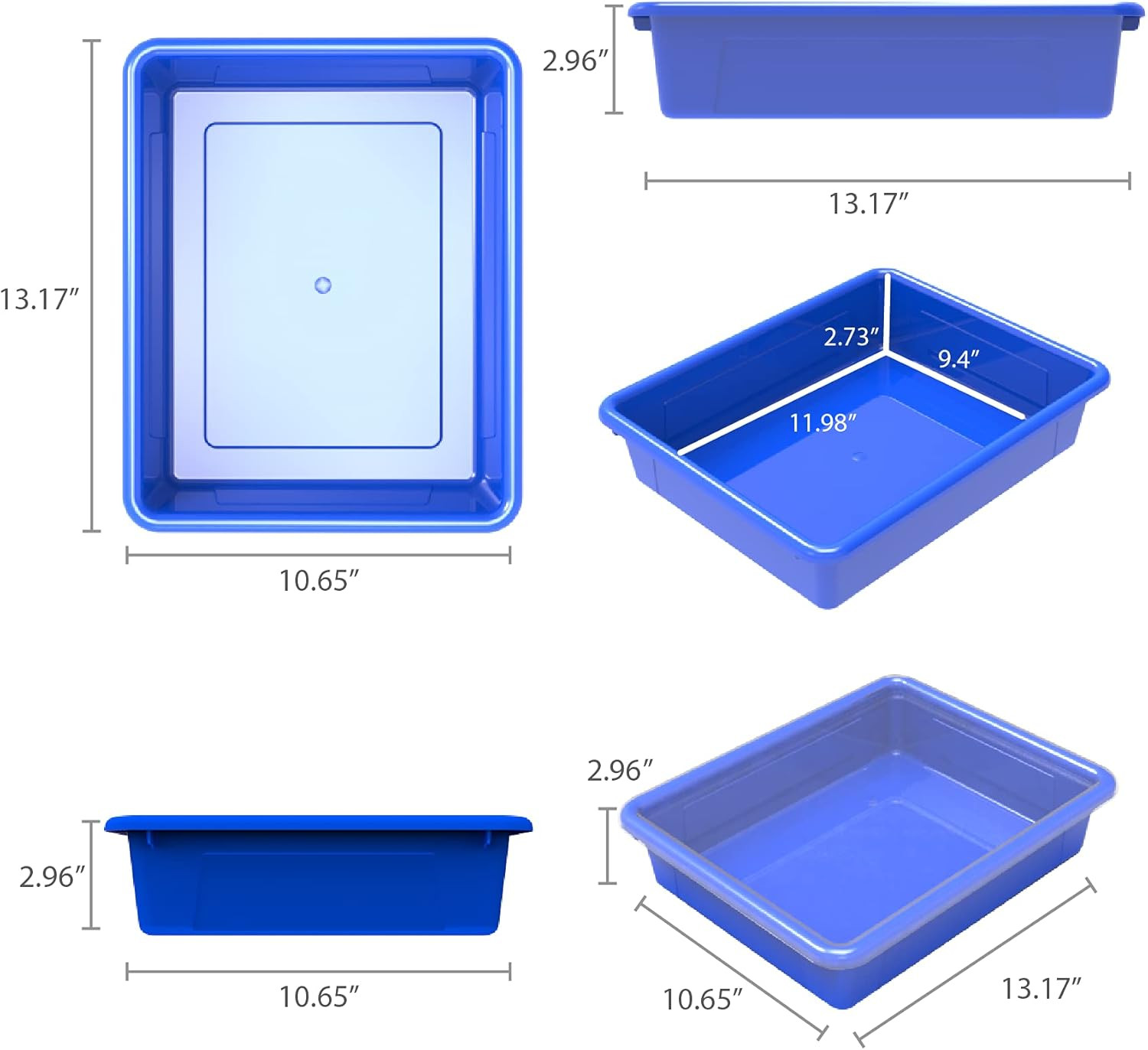 Letter Size Flat Storage Tray – Organizer Bin for Classroom, Office and Home, As