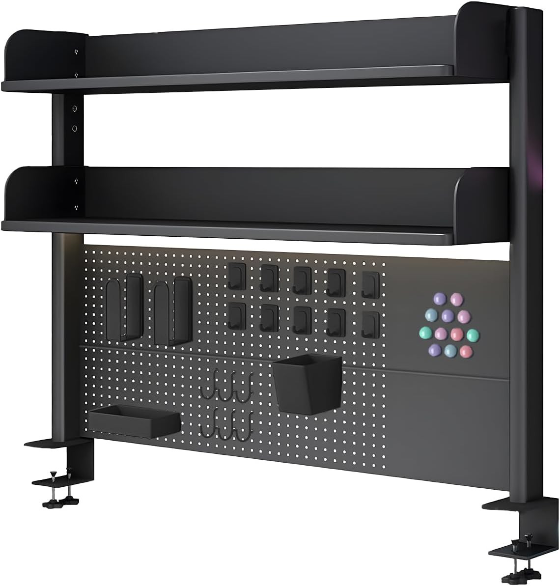 Clamp on Desk Organizer Shelf, Desk Pegboard, Computer Desk Accessories for Offi