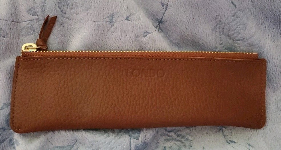 Londo Zippered Leather Pen and Pencil Case Cosmetic Pouch