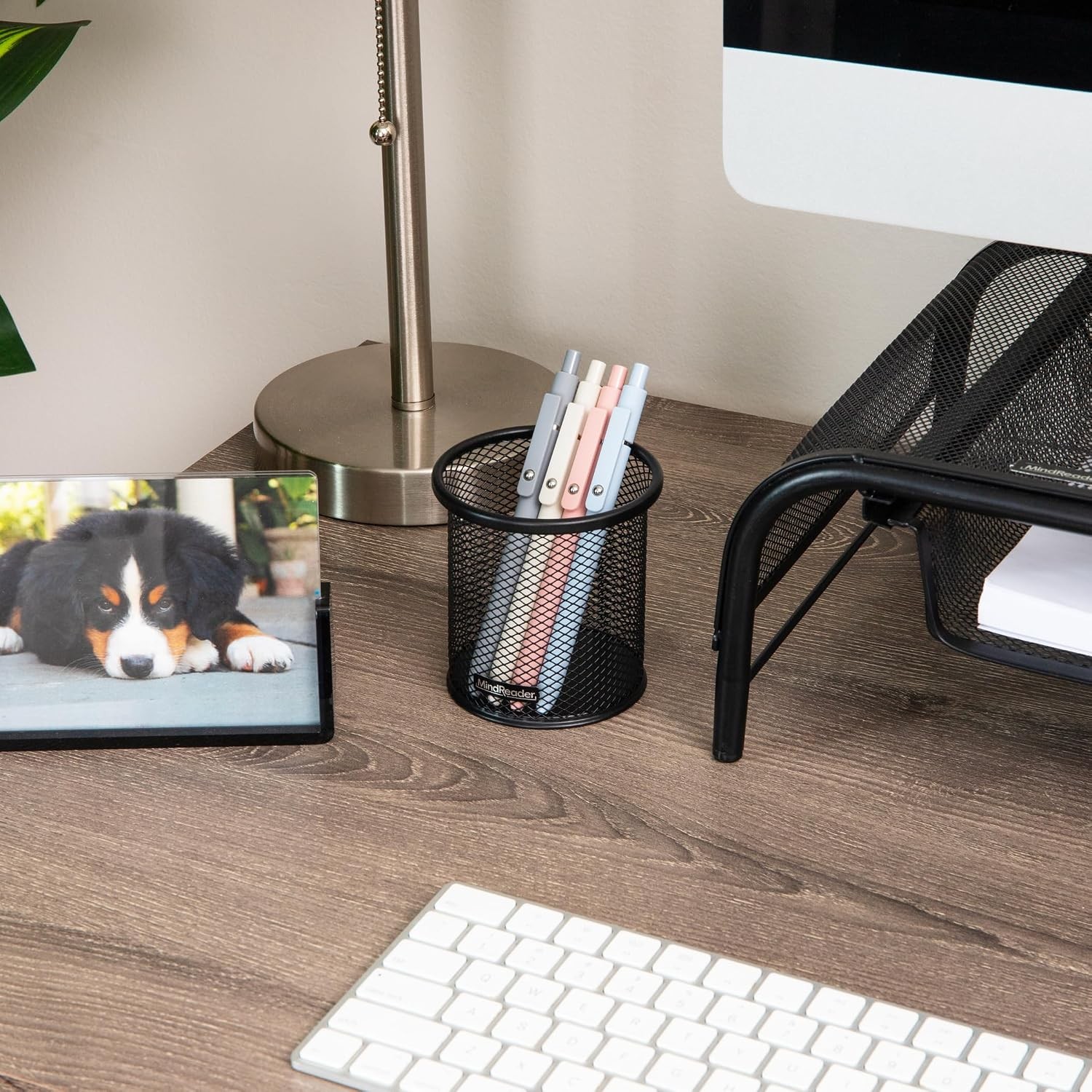 Pen and Accessories Holder, Desktop Organizer, Office, Metal Mesh, 3.5″L x 3.5″W