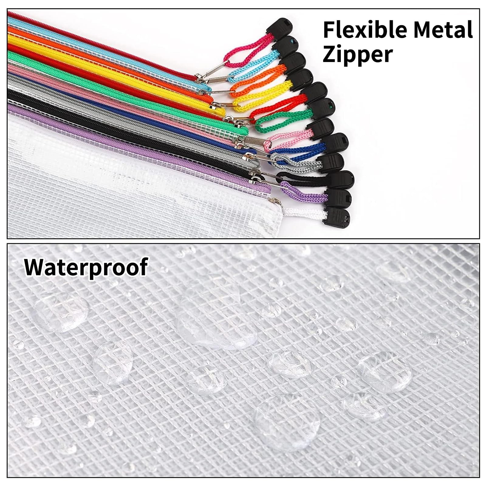 24pcs Mesh Zipper Pouch Bags A3 Extra Large Document Bag with Label Pocket, 1.