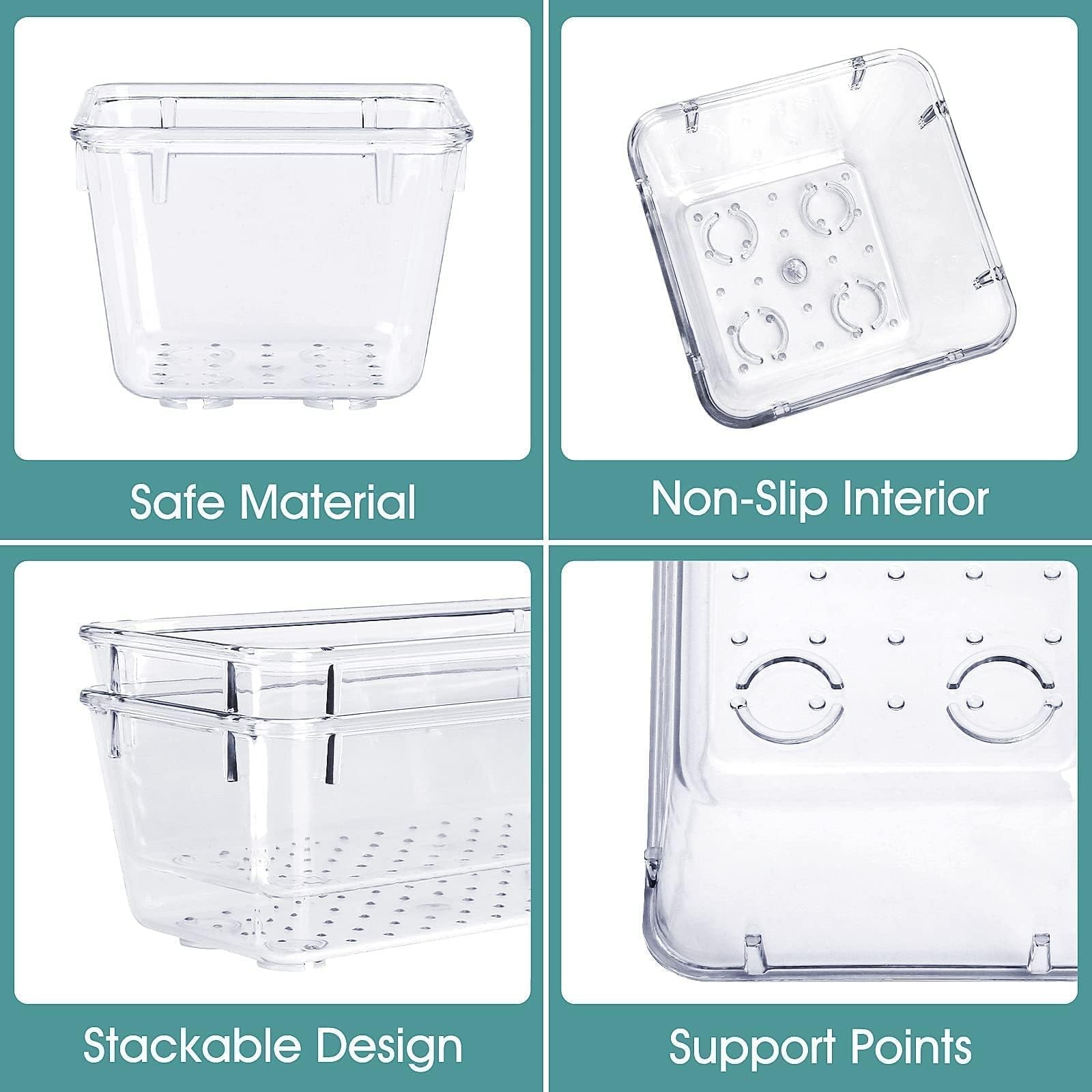 WOWBOX 25 PCS Clear Plastic Drawer Organizer Set, 4 Sizes Desk