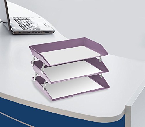 Acrimet Facility 3 Tiers Triple Letter Tray (Solid Purple Color)
