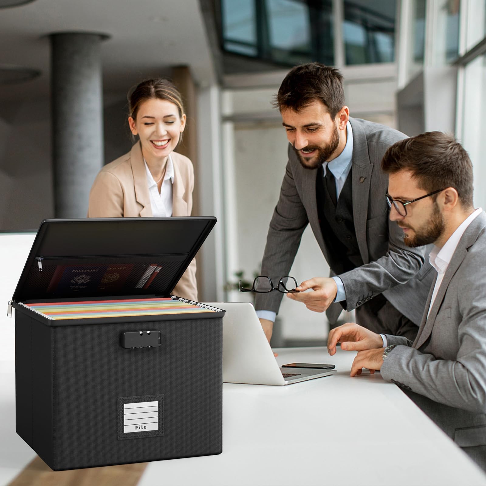 Fire Proof File Box for Documents – Portable Fireproof Document 1 PC, Black