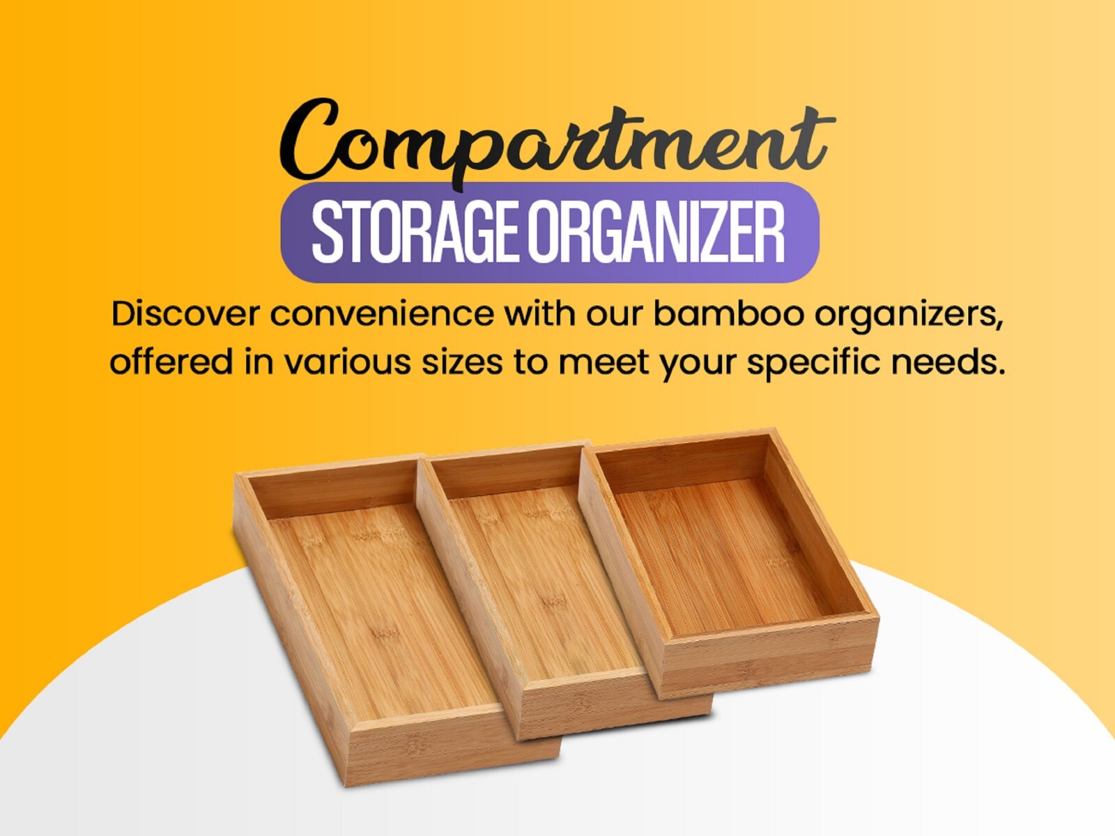 YBM Home & Kitchen Bamboo Drawer Organizer Box 6×9 #325