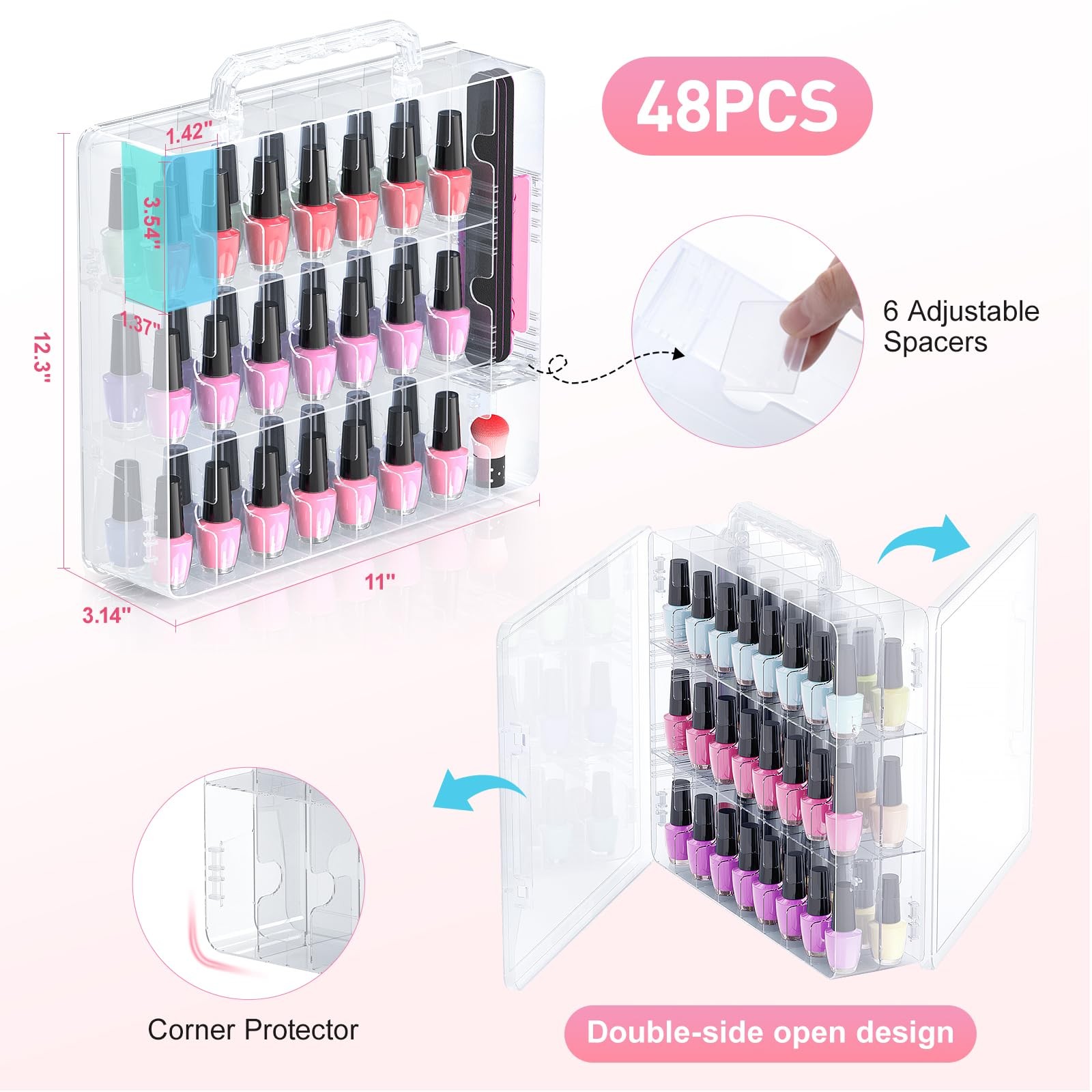Beloving Nail Polish Organizer, 48 1 Count (Pack of 1), A-Clear(Pack 1)