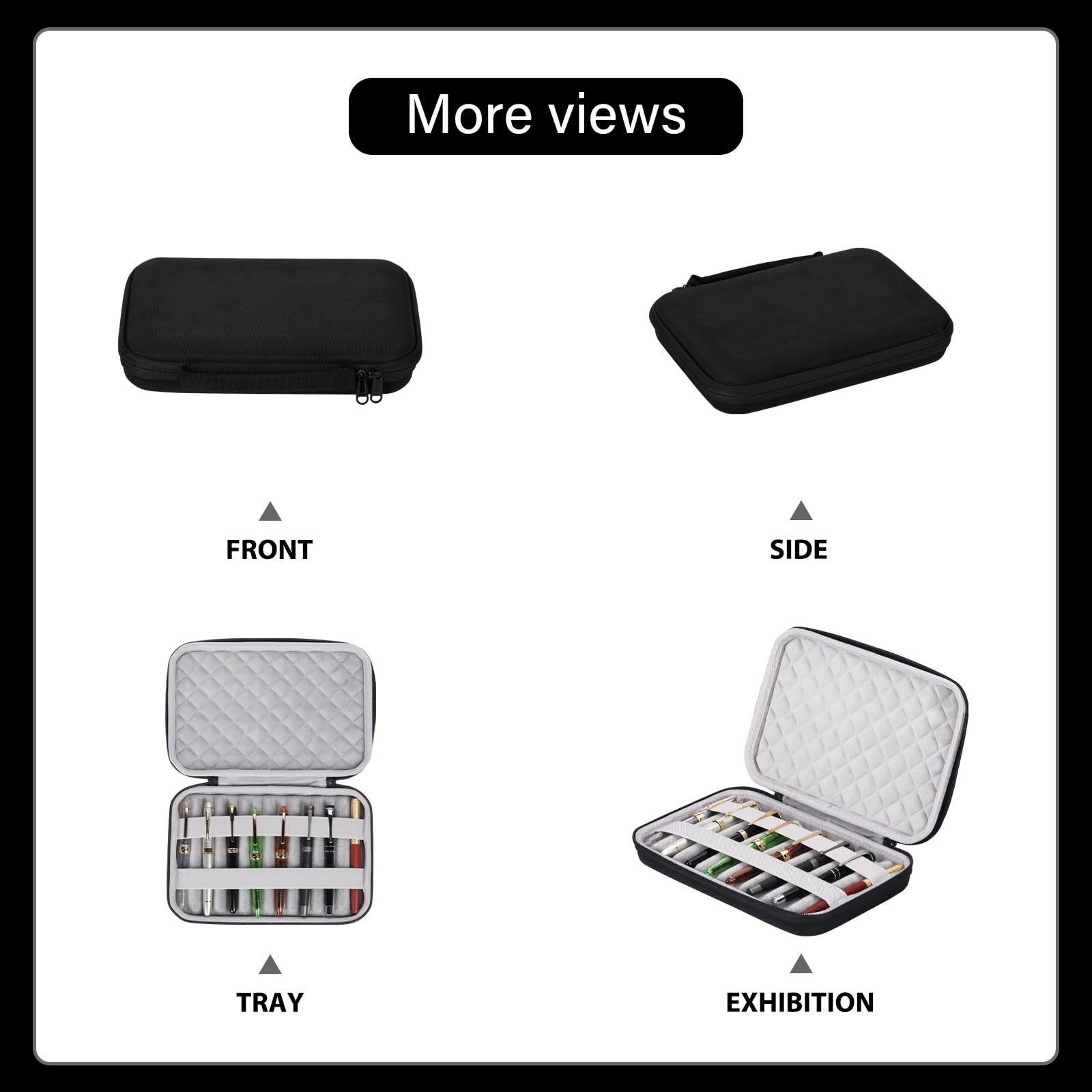 MIVLXLX 8 Slots pen case/boxes，Nylon cloth Pencil Tray Case 8 slots, black