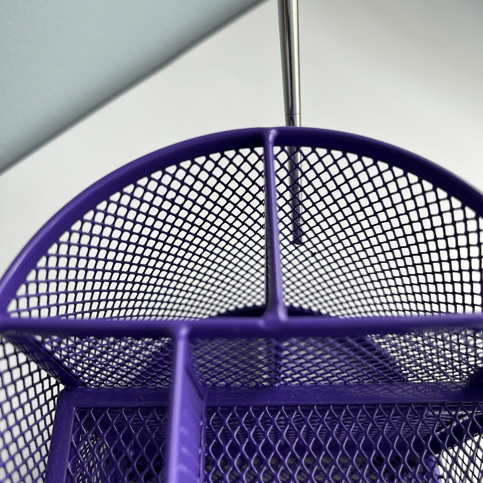 Metal Mesh Purple Pen Holder and Desk Organizer, Office Caddy Storage w/ Drawer