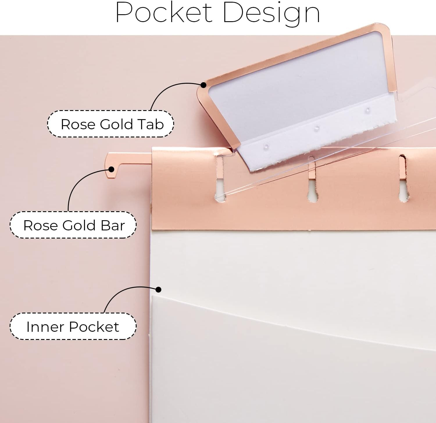 1 Pack Rose Gold Desktop Hanging File Organizer | 12 Pack Rose Gold Pocket Hangi