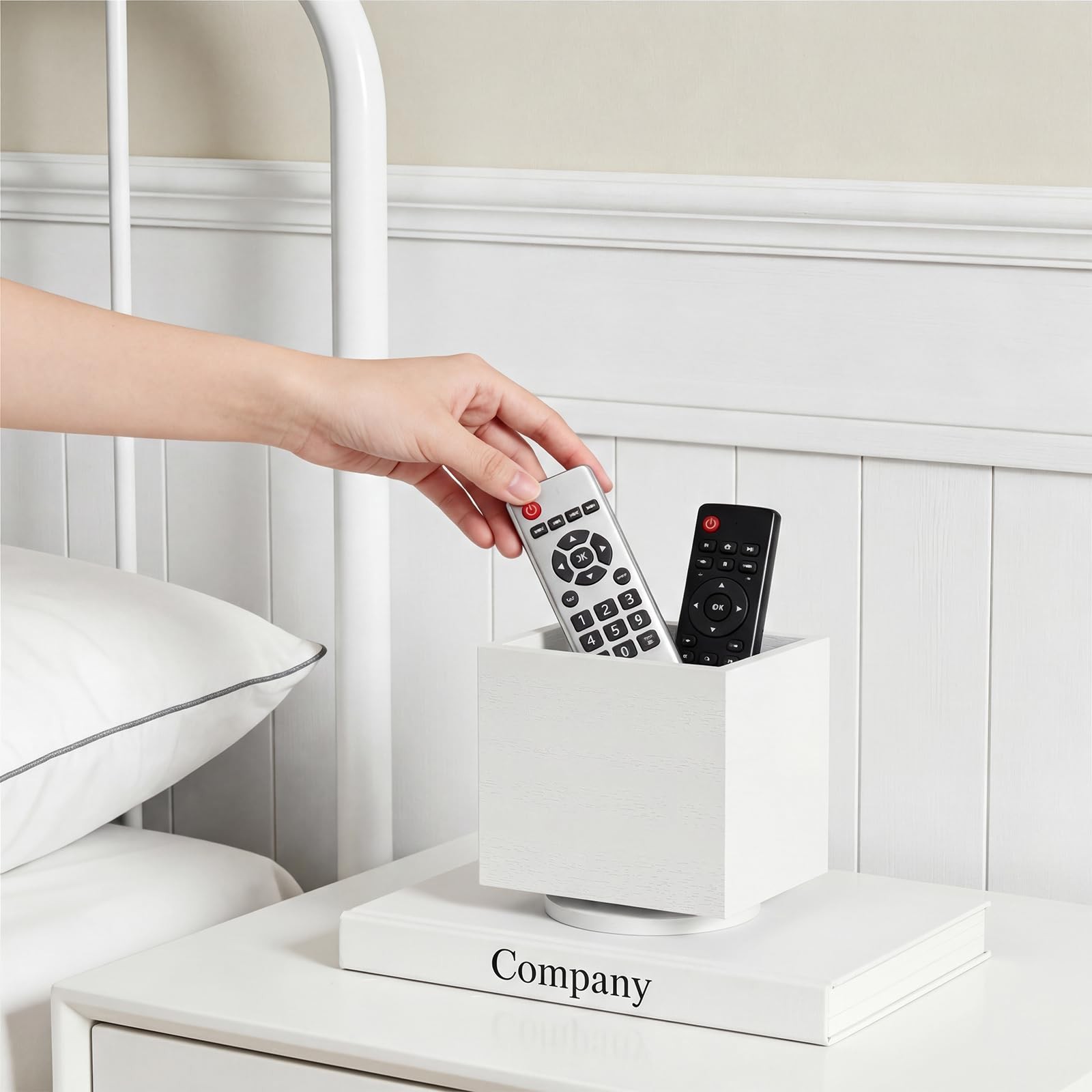 360° Rotating Remote Control Holder, Wooden TV Controller Holder, Remote Hold…