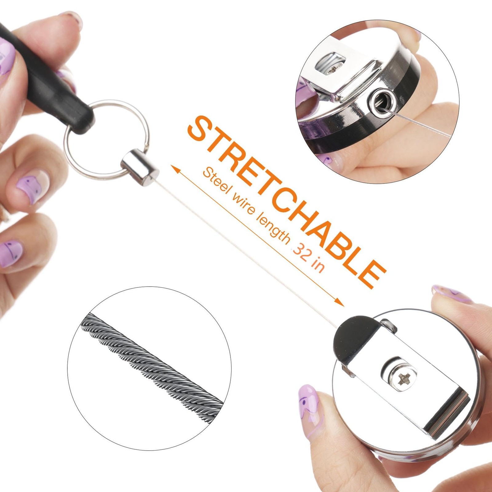 8 Pieces Heavy Duty Retractable Pull Pen Pencil Holder,Ideal Grip for Markers an