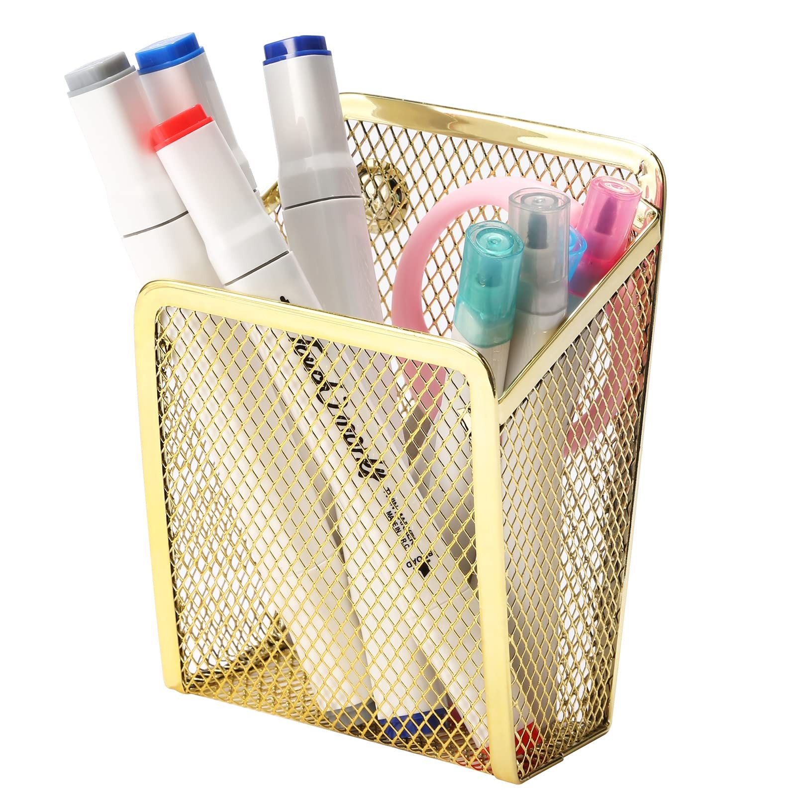 Magnetic Pencil Holder,Mesh Stainless Steel Pen Basket, Metal Writing Utensil…