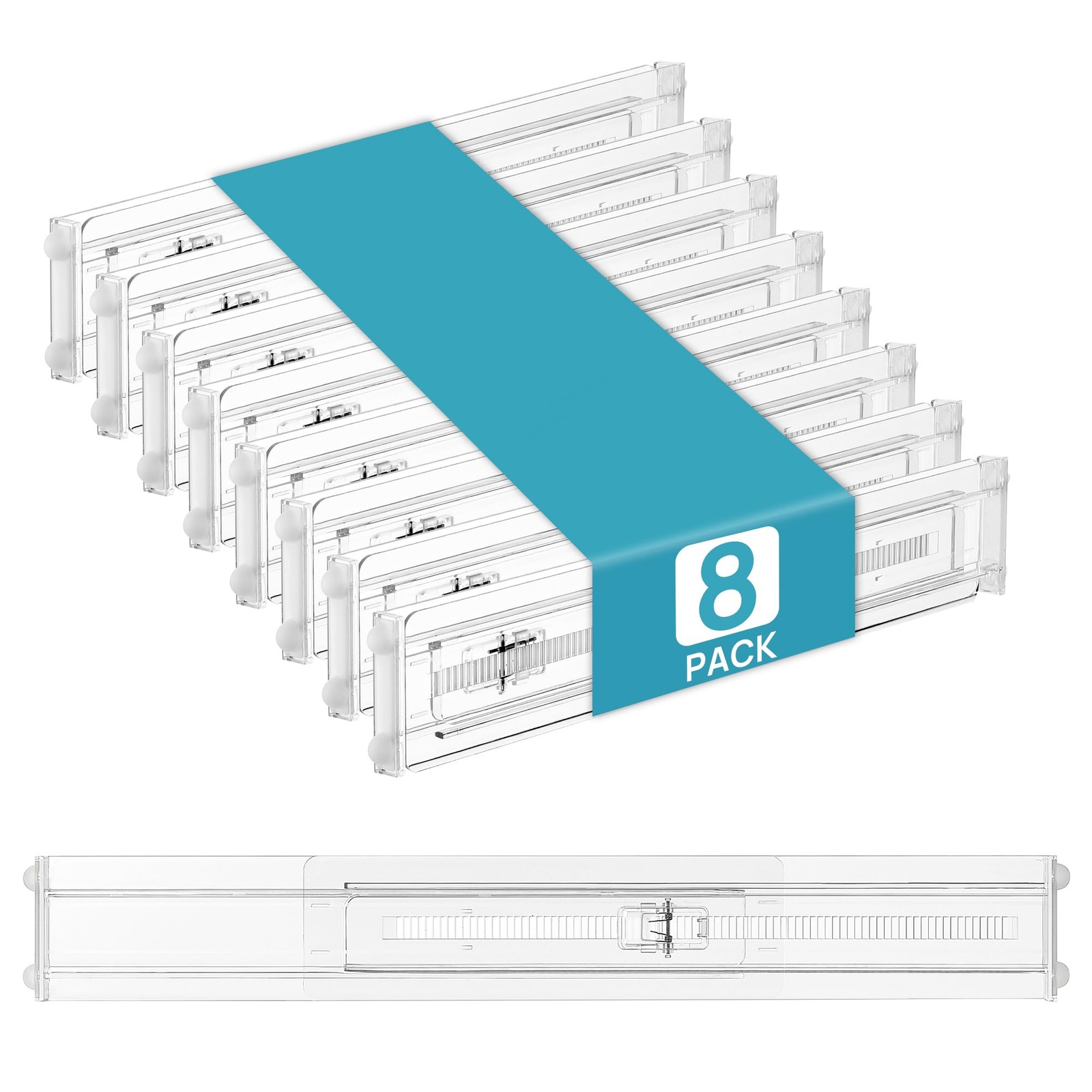 Vtopmart 8 Pack Shallow Drawer Dividers, 2.36″ H, 12.5″-20.8″ L, Clear