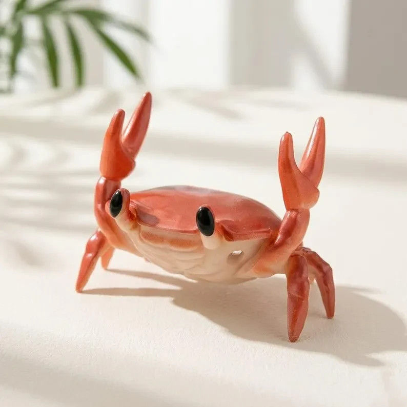Cute Red Crab Pen Holder for Desk Crab Figurine Pen Rest Desk Organizer Ornament