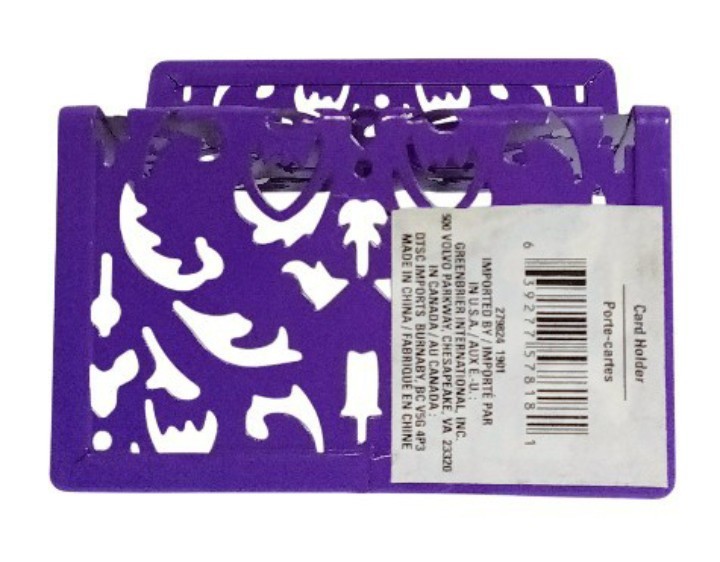 Purple Desk Organizer Set – Perforated Metal Pencil Cup, Card Holder & Clip Cup