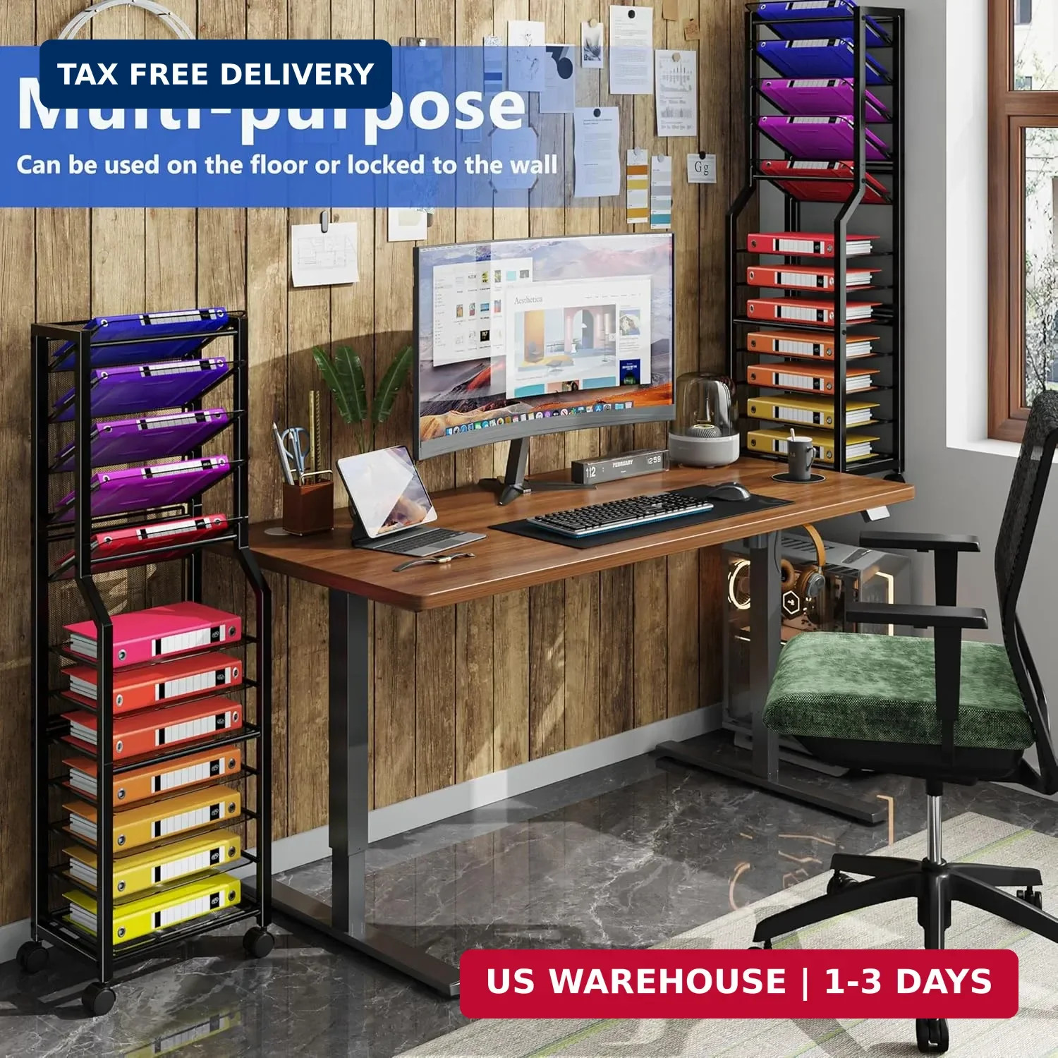 Simple Trending 12 Tier Rolling File Cart, Desk File Organizer with Sliding Tray