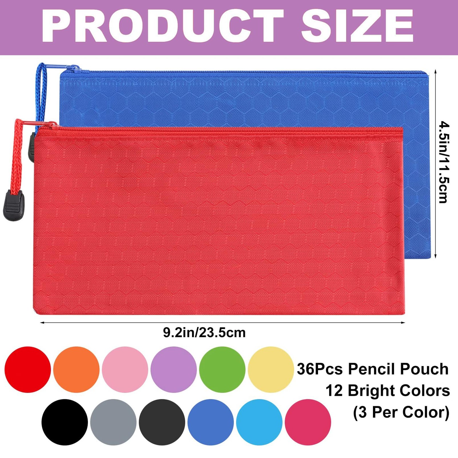 36 Pcs Pencil Pouch Bulk,Waterproof Zipper Pencil Pouches,Multicolor Zipper P…