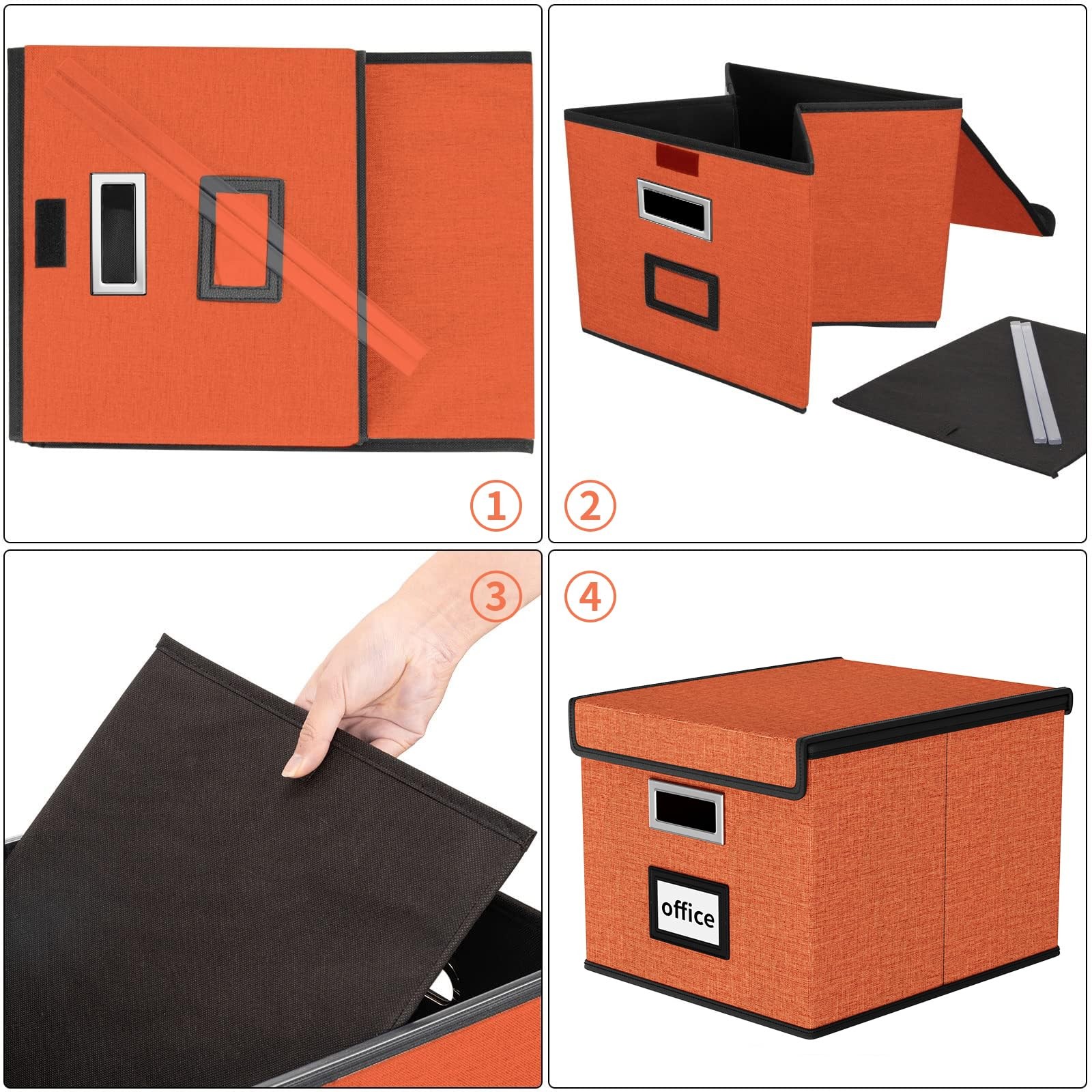 Huolewa File Organizer Box with 1 pack – without folders, Reddish Organge