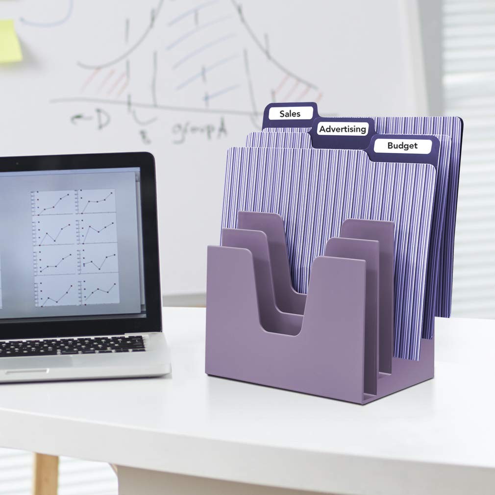 Acrimet 5 Section Incline File Sorter Organizer, Mail, A4, Solid Purple
