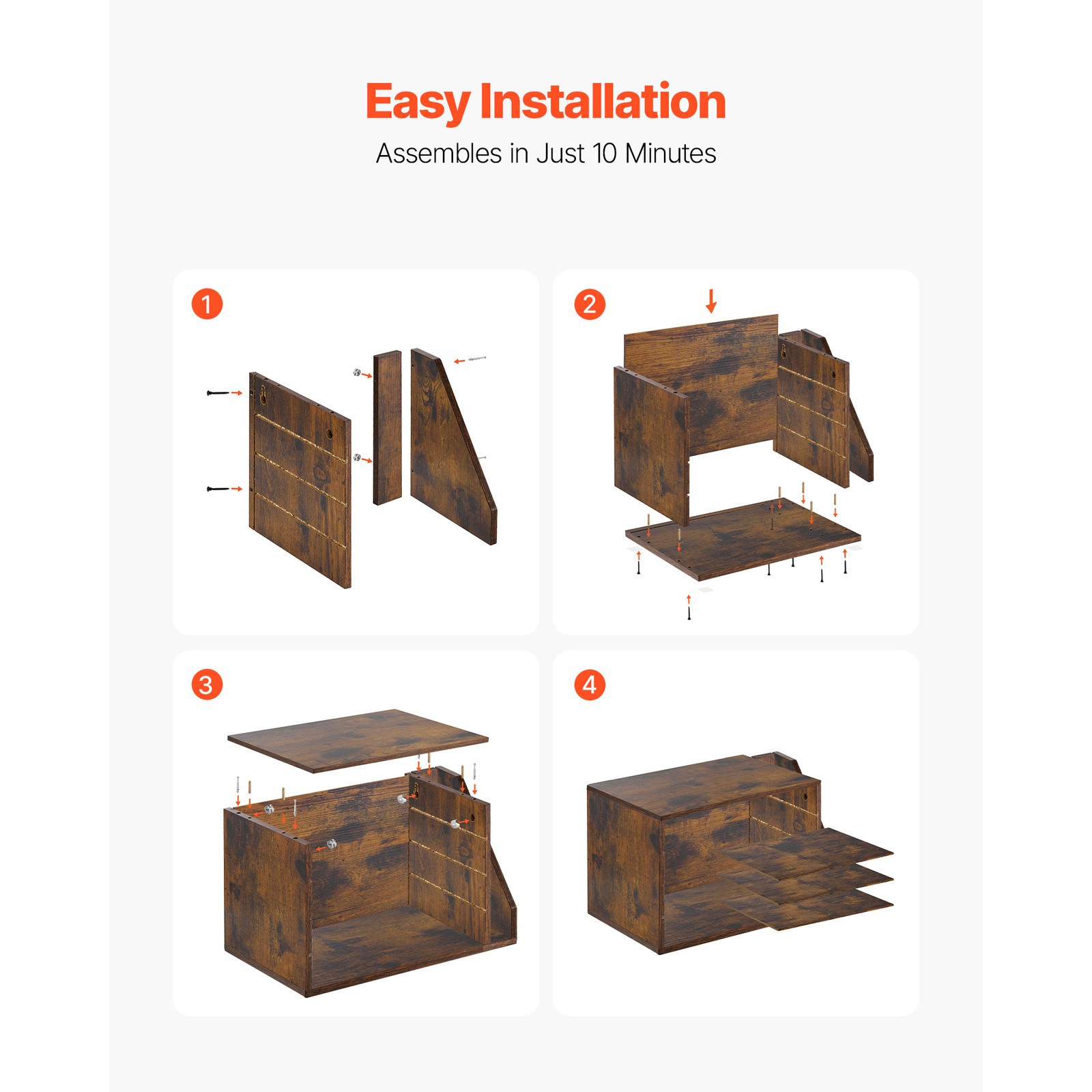 Uimoso 4-Compartment Office Mail Organizer with Detachable Shelves, Brown