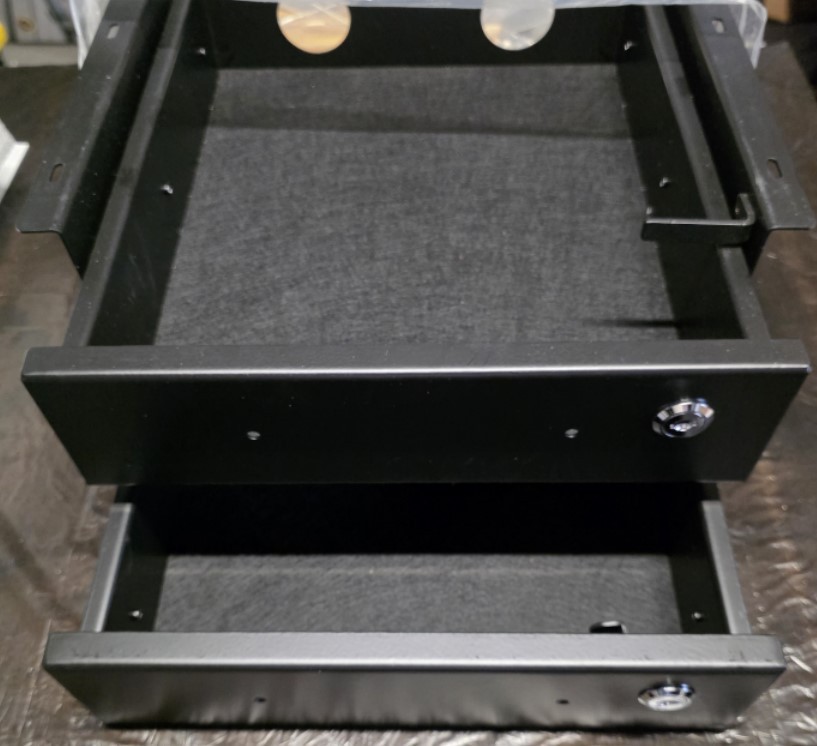 Under Desk Drawer Slide-Out Lockable Metal Storage Double Black (Non-Bracketed)