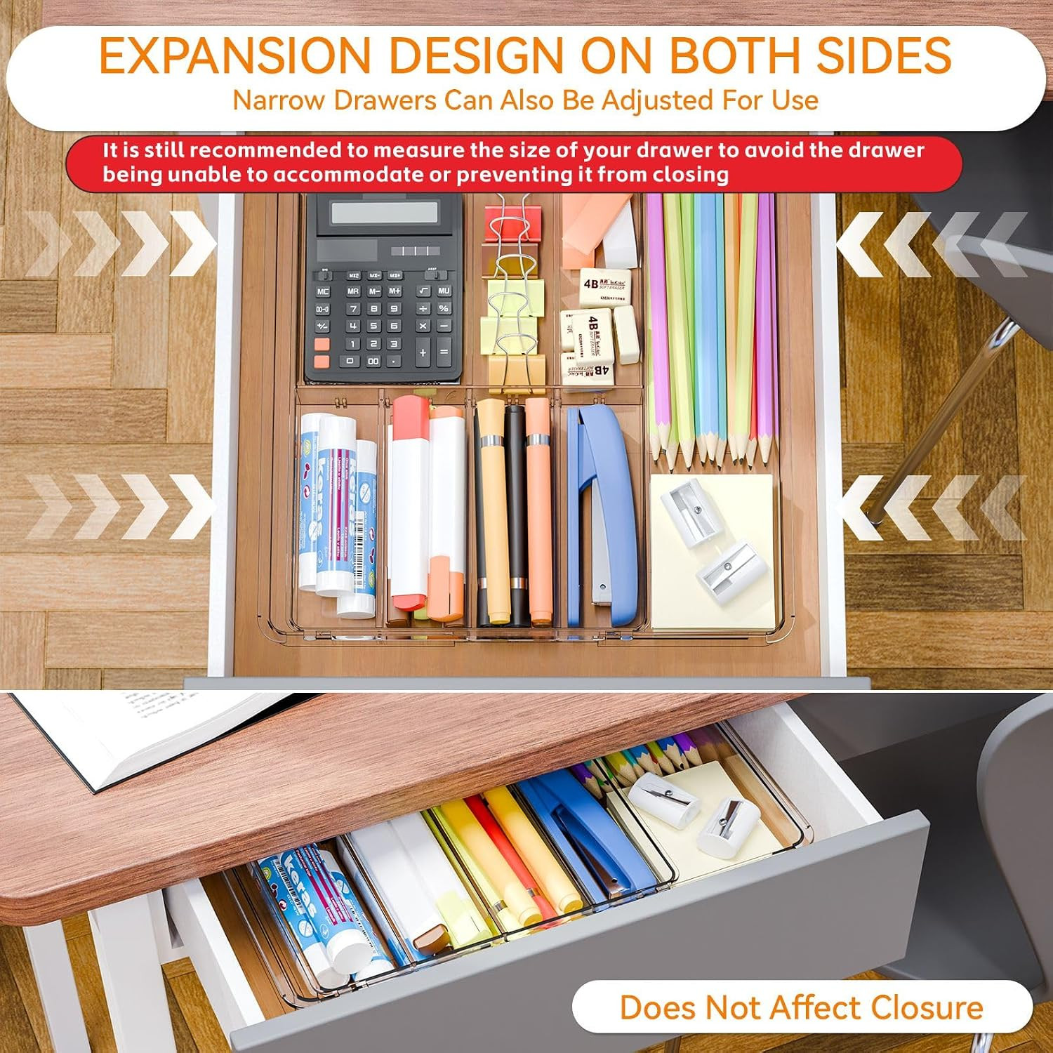 Expandable Desk Drawer Organizer Tray,1.8 Inch High Junk Drawer