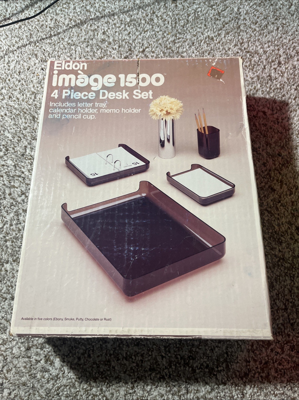 Vintage Eldon Image 1500 4 Piece Desk Set Organizer In Box