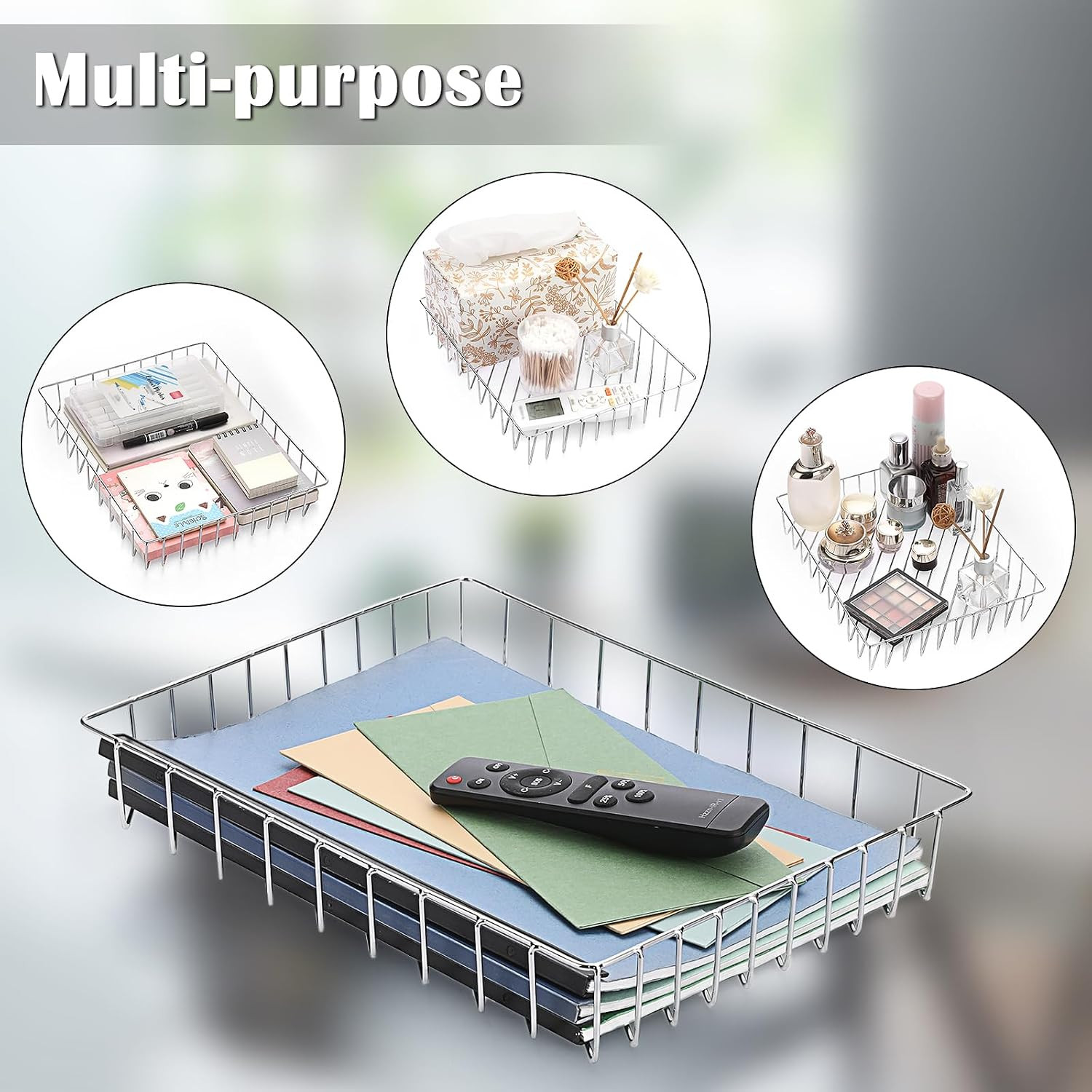 Multipurpose A4 File Tray Wire Desk Tray Organizer Elegant Letter Size Desk Docu