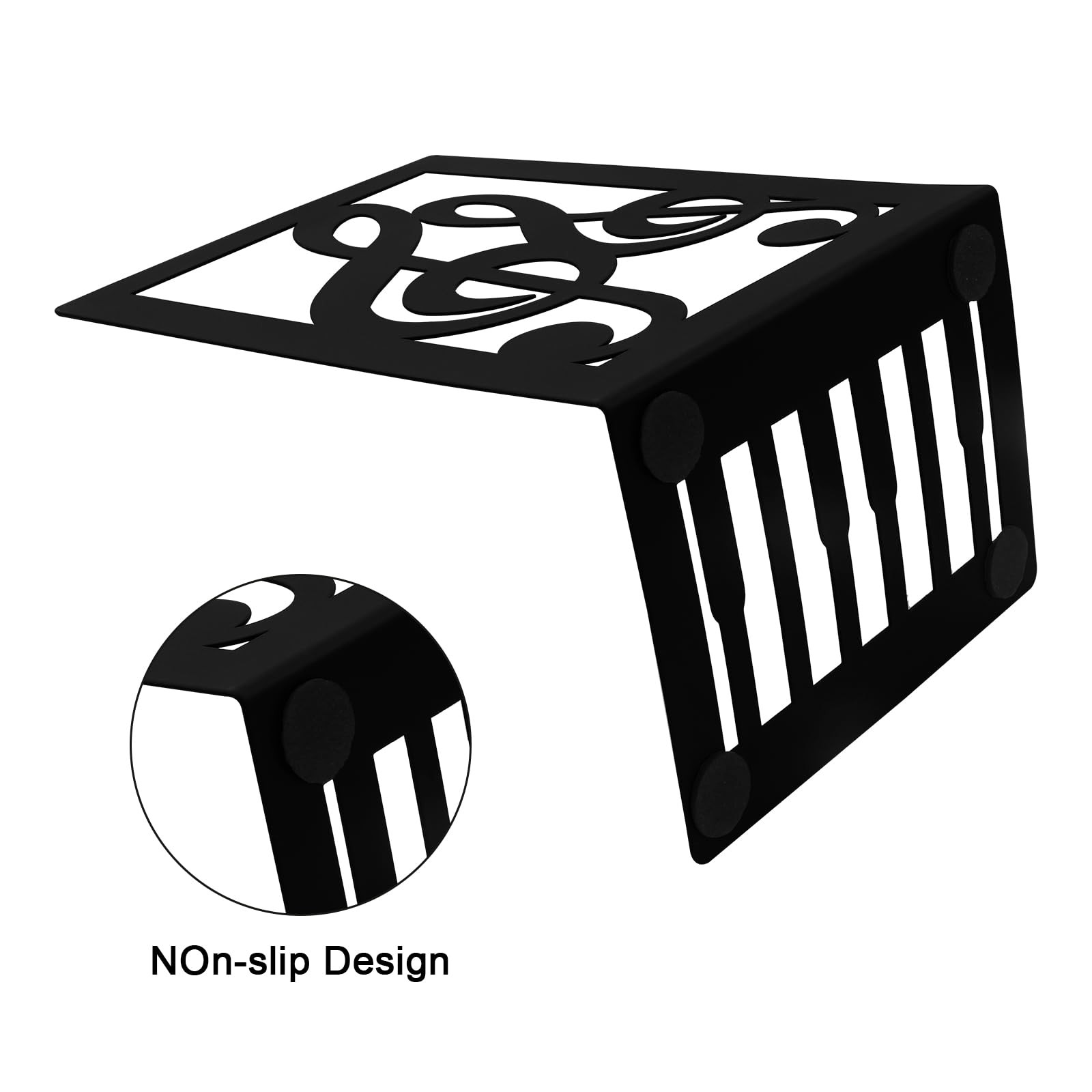 1 Pair Black Book Ends Musical Note Modern Bookends for Shelves,Metal