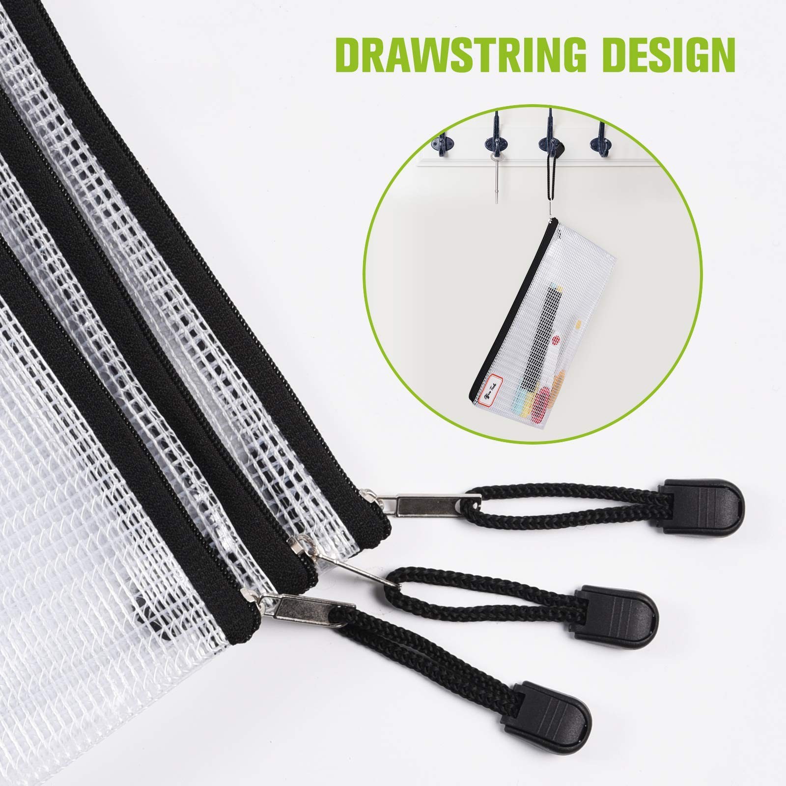 12 Pcs Plastic Mesh Pencil Pouch, Waterproof Tear-Resistant Document File Fol…