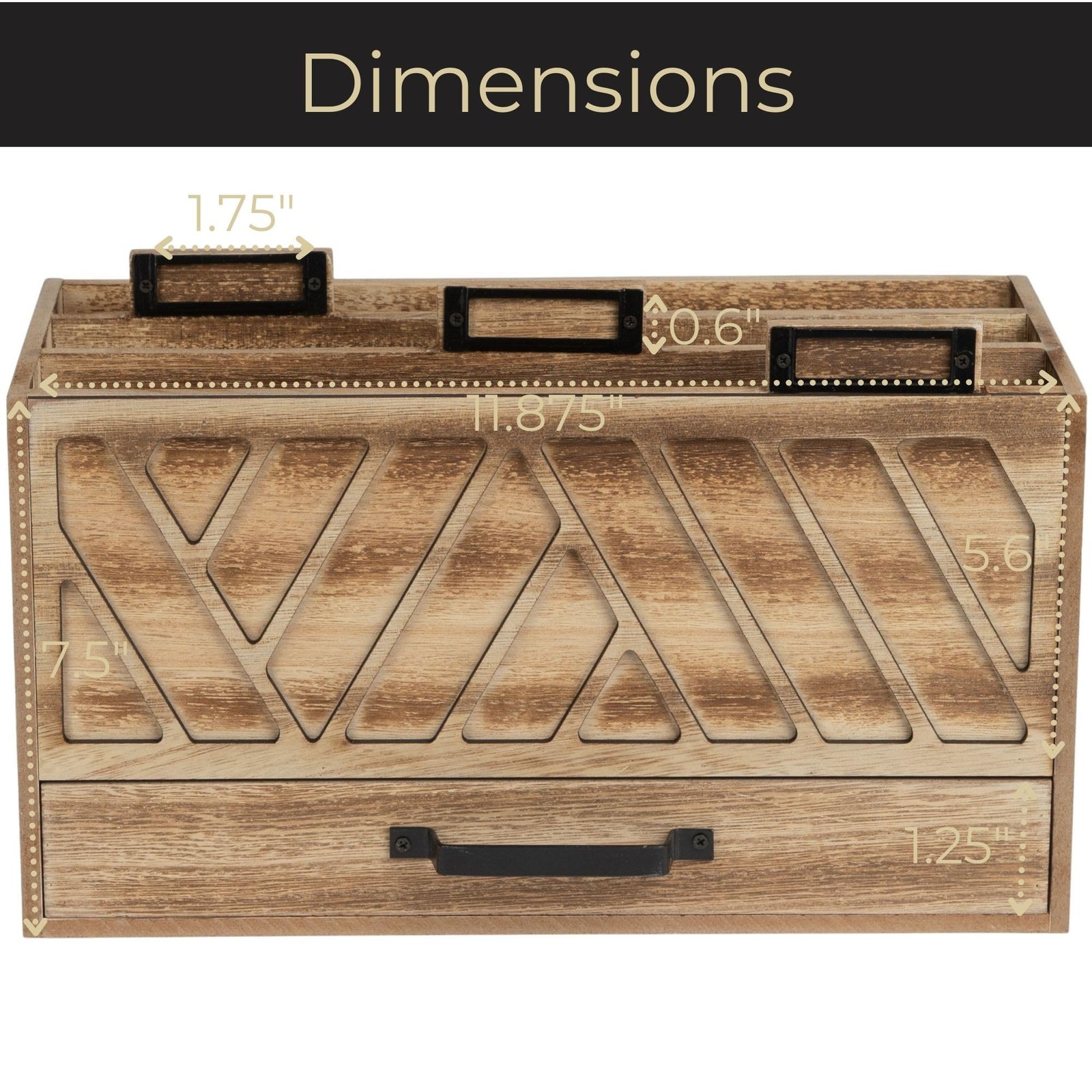 BLU MONACO | Natural Wood Desktop Mail Organizer with Drawer | wood