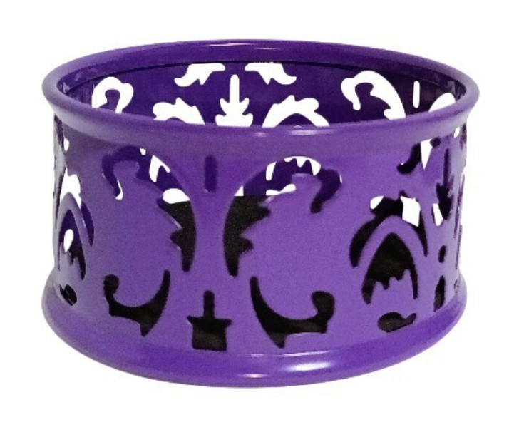 Purple Desk Organizer Set – Perforated Metal Pencil Cup, Card Holder & Clip Cup