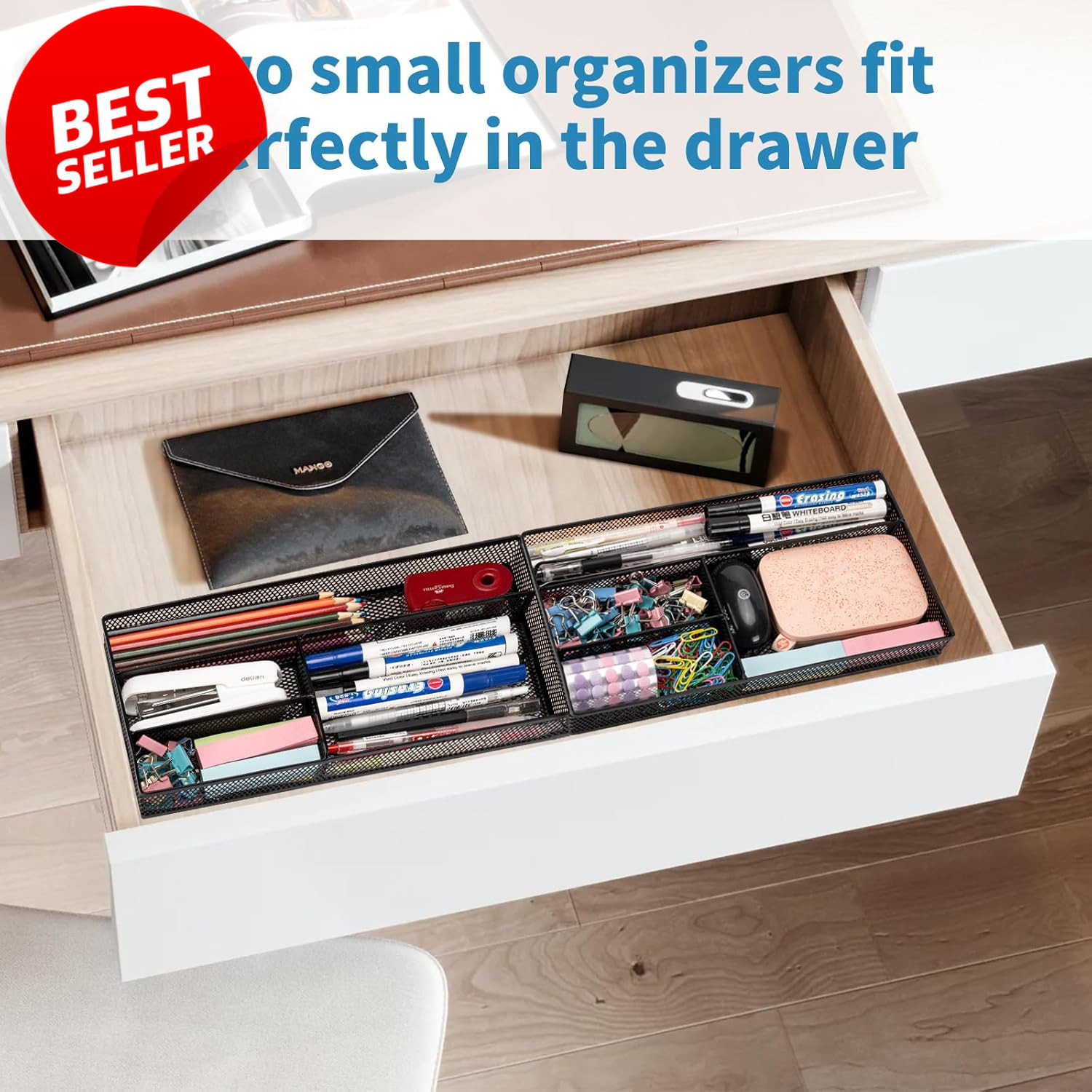 Desk Drawer Organizer Tray 4 Compartment Non-Slip Storage for Office Home – US