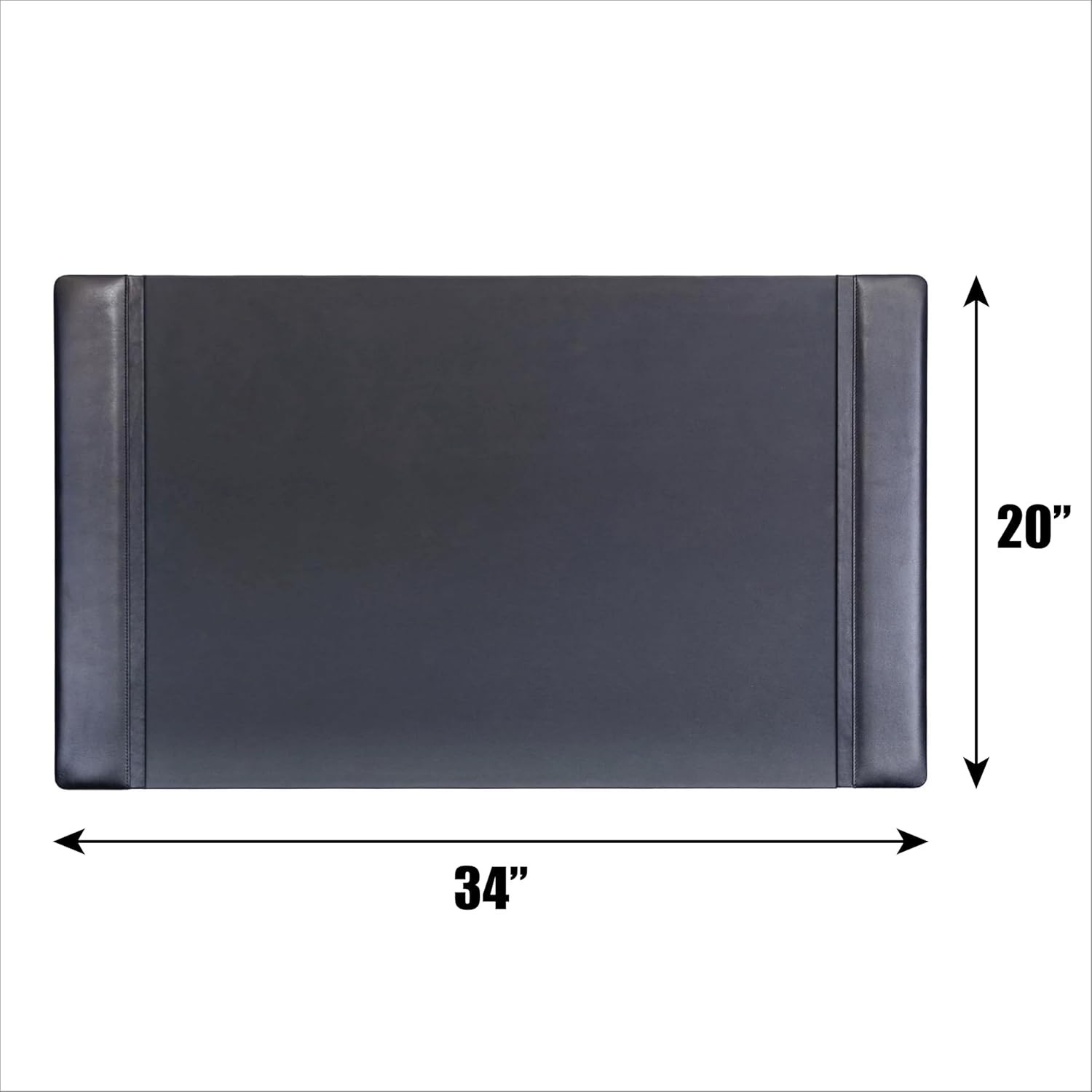 DACASSO Classic Leather Desk Pad with Side Rails (Black, 34” x 20”) NEW