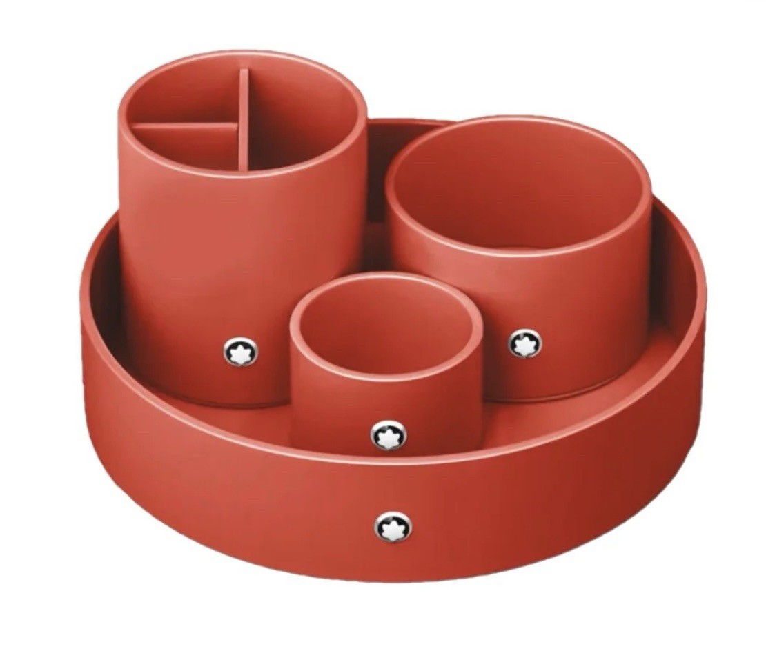 NEW MONTBLANC ROUND LACQUERED DESK TRAY IN CORAL SHADE (MEDIUM) 133165 R $235