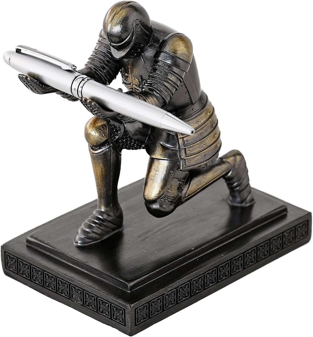 Executive Knight Pen Holder for Desk Organizer, Unique Resin Office Decor