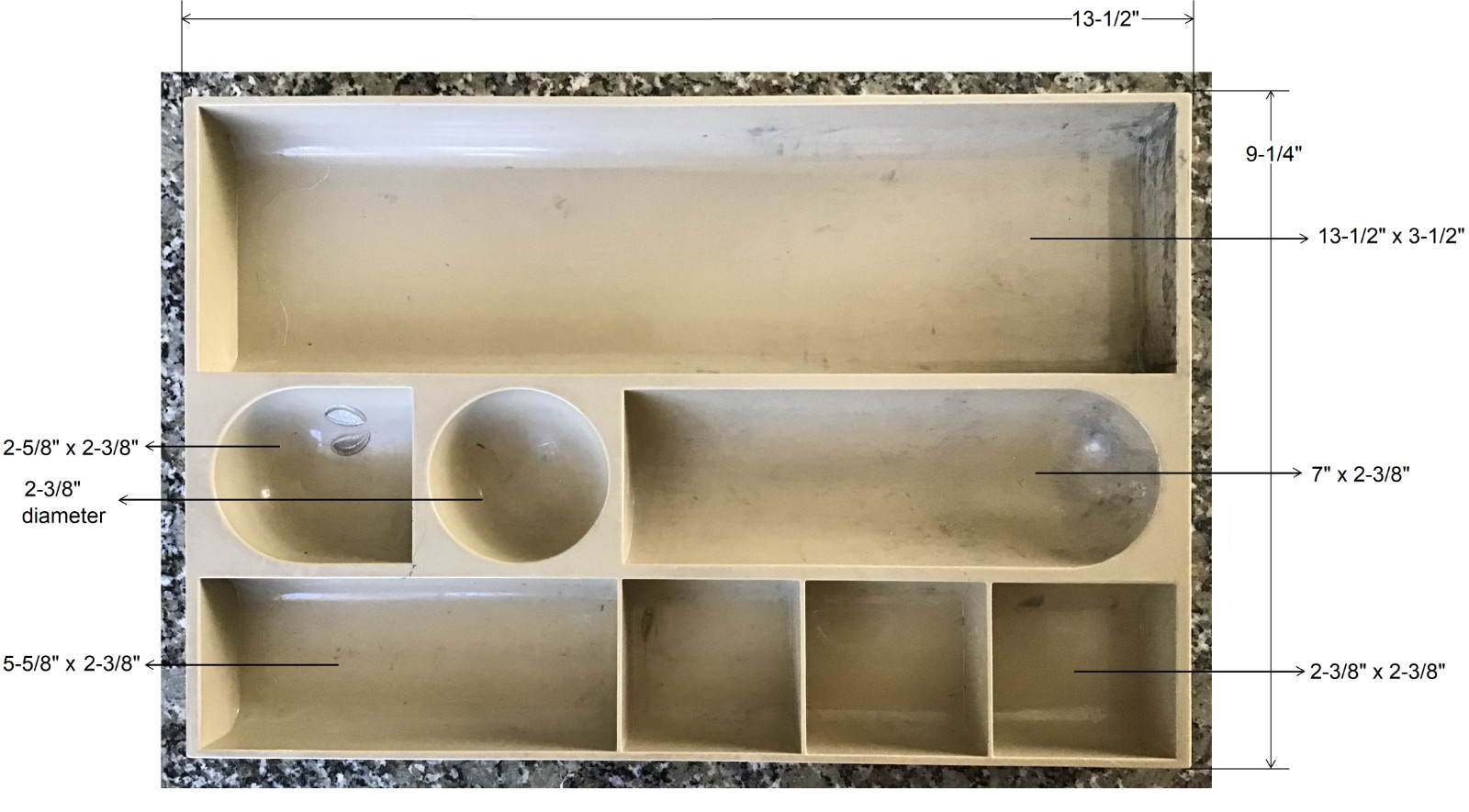 VINTAGE ELDON BEIGE DESK PENCIL DRAWER ORGANIZER TRAY CATCH-ALL
