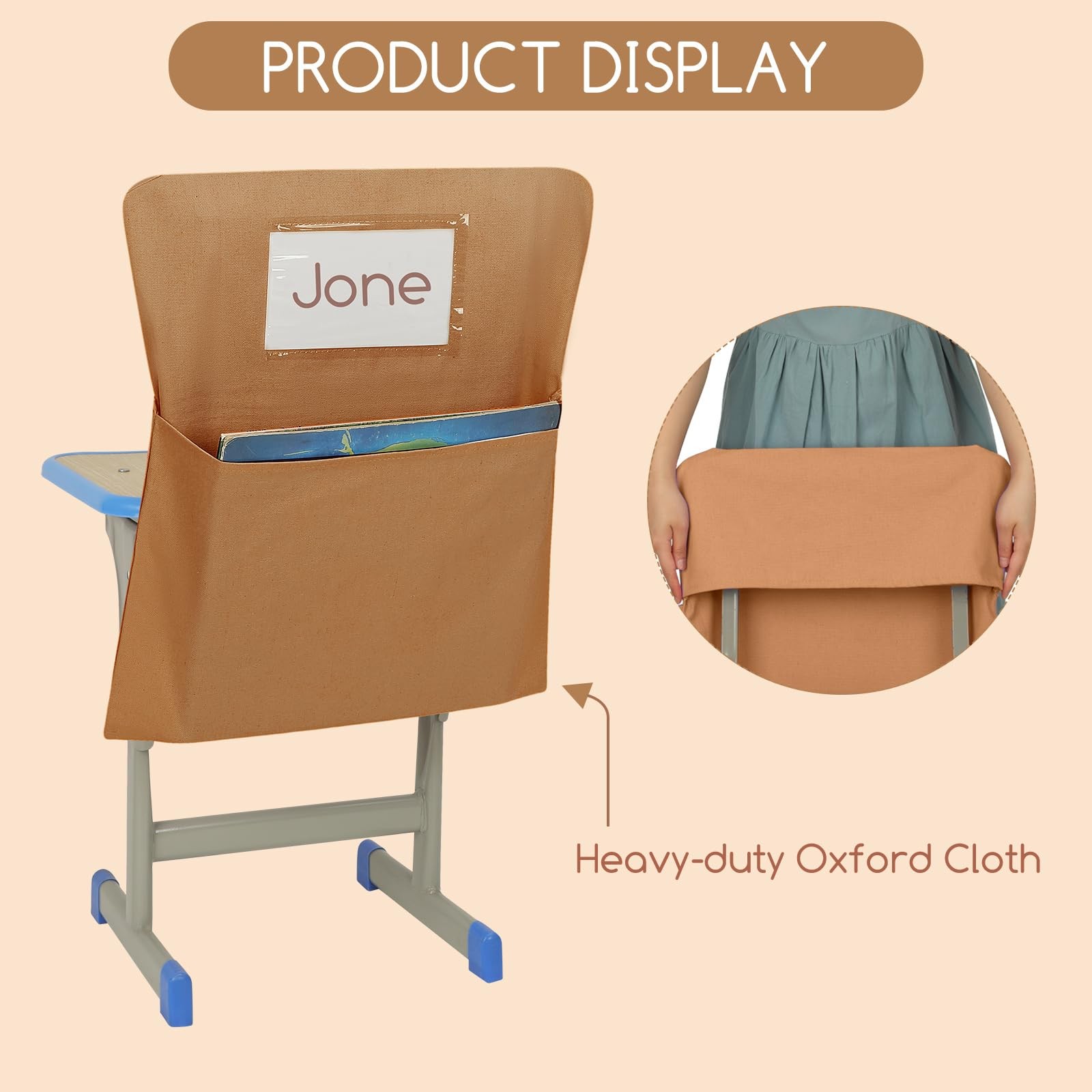 24 Pack Chair Pockets for Classroom, 20 x 17 Inch Student Chair Pouches with …
