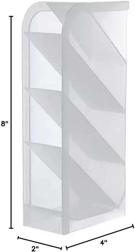 4-Compartment Desk Organizer–Transparent Desktop Storage,Pen & Lipstick Holder