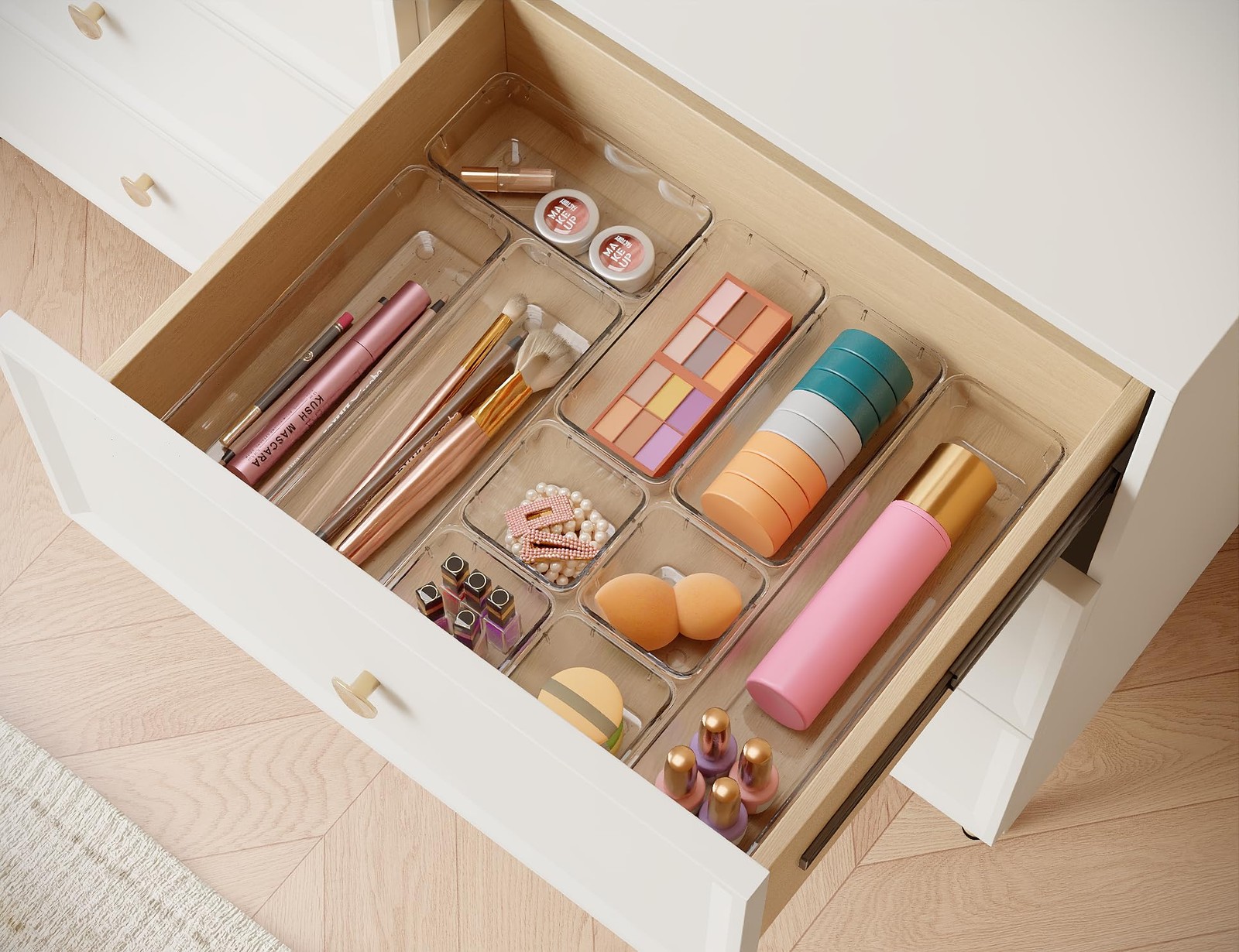 14 PCS Clear Drawer Organizer, Acrylic Makeup Organizers, Vanity Drawer Organ…