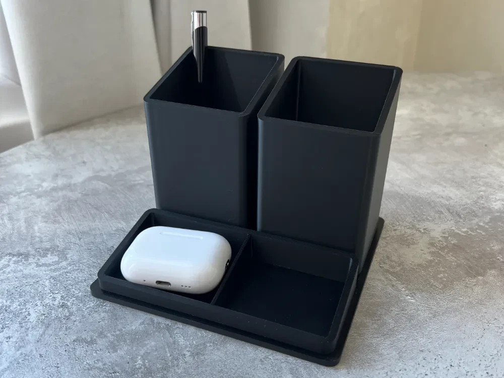 Modern Desk Organizer Pen Cup Office Supply Holder with Accessory Tray
