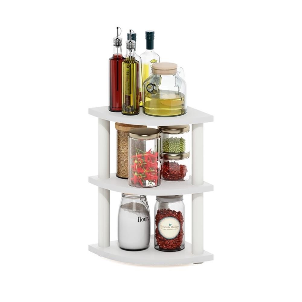 Pemberly Row Turn-N-Tube 3-Tier Corner Countertop Organizer Shelf in White