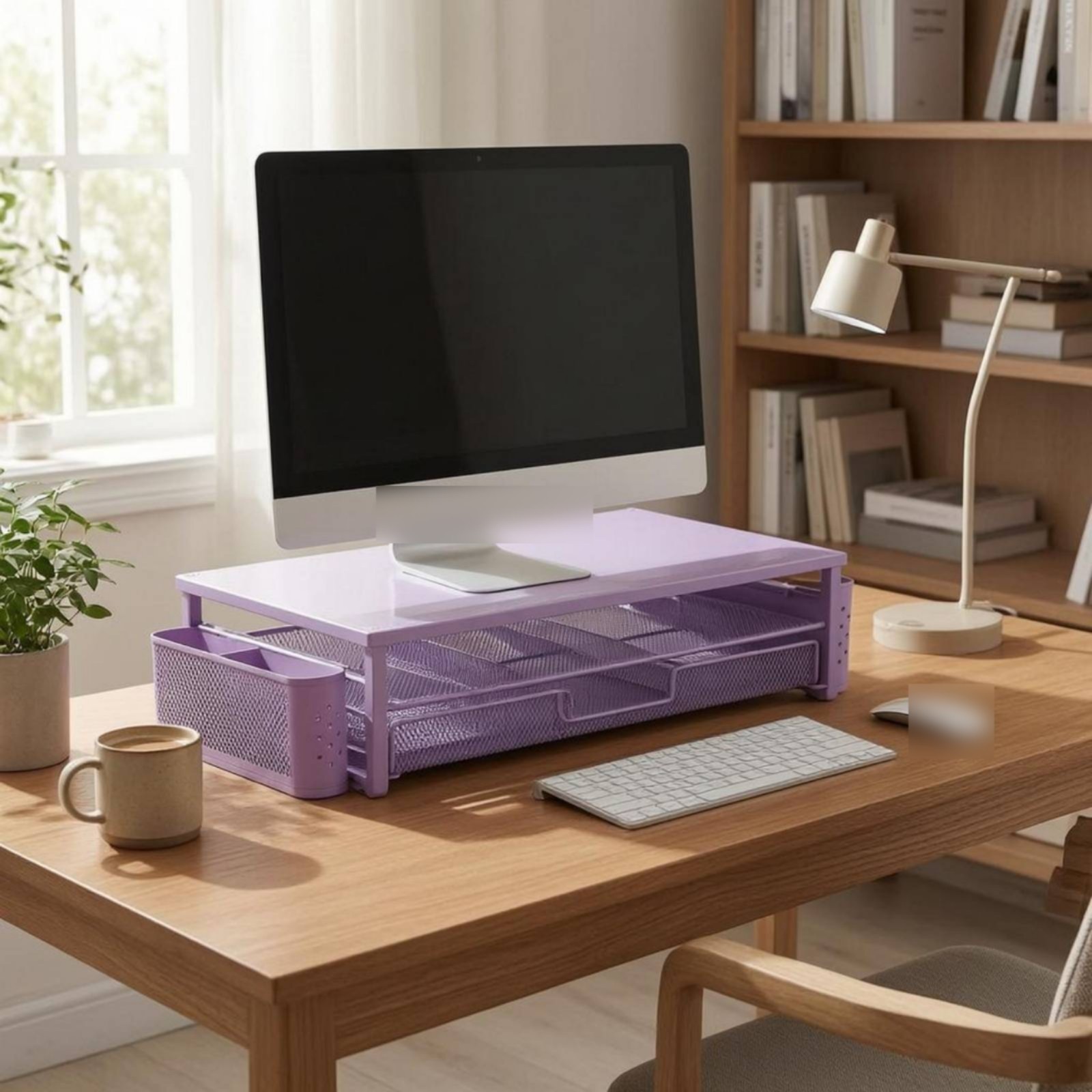 Monitor Riser with Drawer Stable Desktop Monitor Riser Ergonomic for Workspace