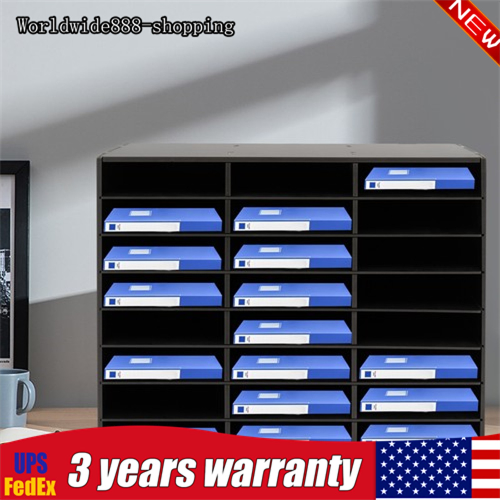 24 Compartments PVC Literature Organizer Desktop File Sorte Display Stand Black